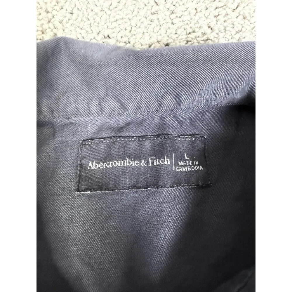 Abercrombie & Fitch Shirt Mens L Black Greenwich Village New York Embroidered
